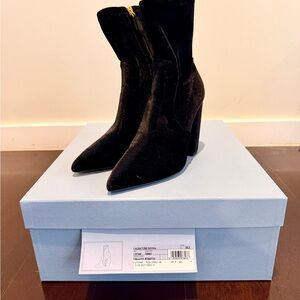 Prada Calzature Doona Boots in Black Suede